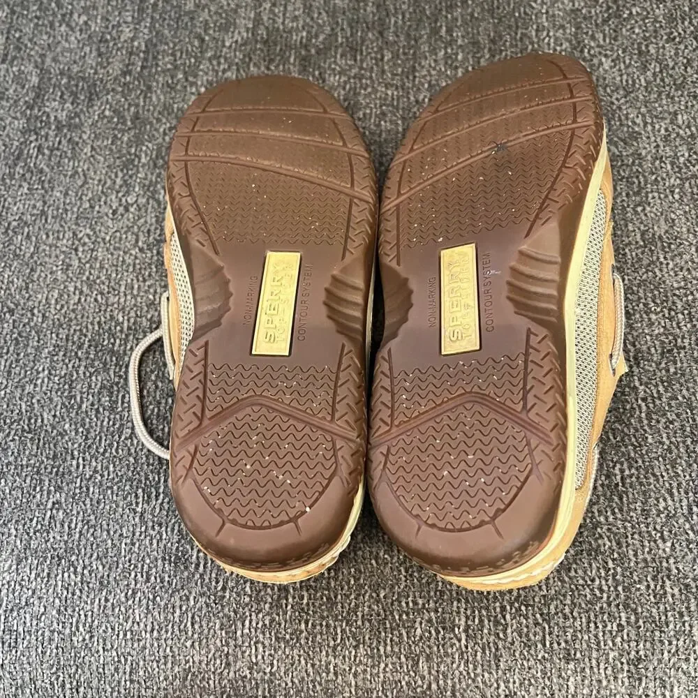 Sperry Top Sider Billfish Boat Shoes Mens 8.5 Tan Beige Leather Air Mesh Rugged